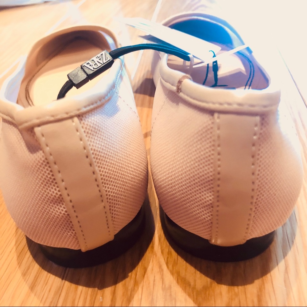 NWT Zara Cream Black Capped Toe Mesh Leather Mules - Picture 9 of 9